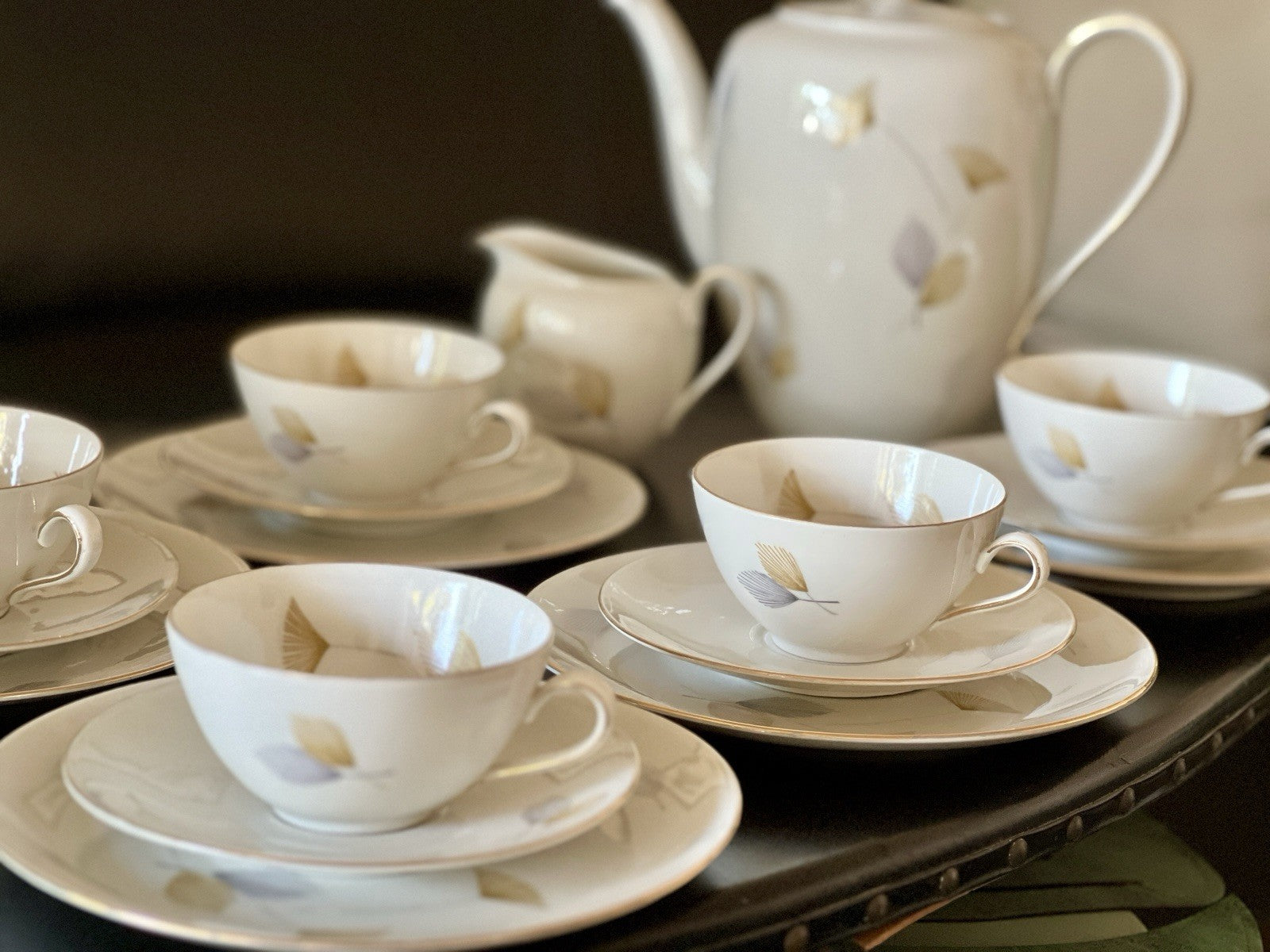 Edel Vintage Seltmann Weiden Porzellan Kaffeeservice 6 Pers. Elfenbein MCM