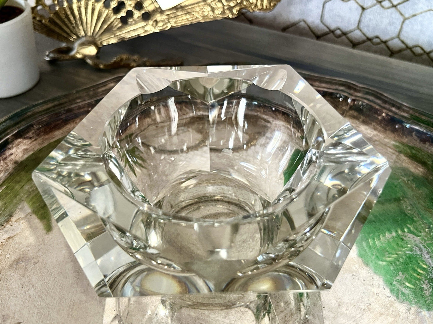 Art Déco Aschenbecher Designer  Ascher farblos Kristallglas EDEL Franz Burkert?