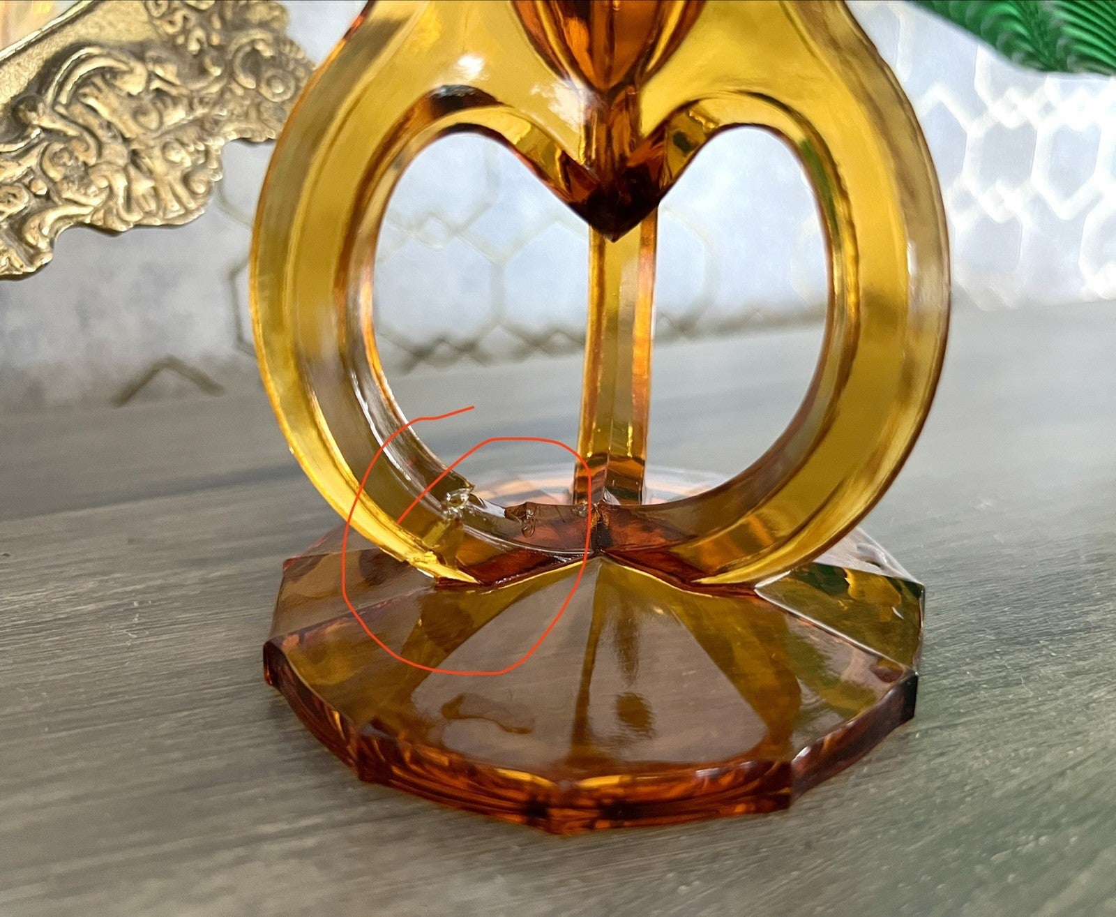Art Déco 1 Vase Glasvase Pressglas Antik Bernstein Gelb Amber Glas Stölzle?