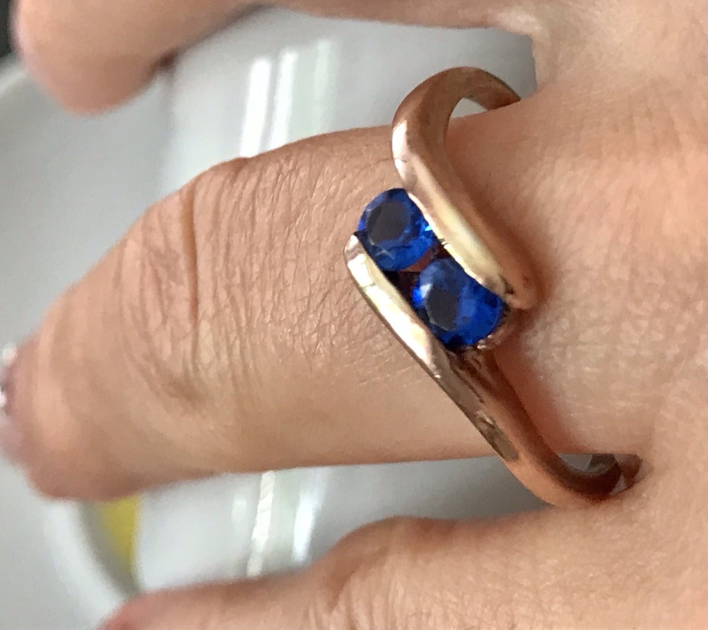 Vintage Ring blaue Steine Saphire?  Silber 925 vergoldet ~Gr.64