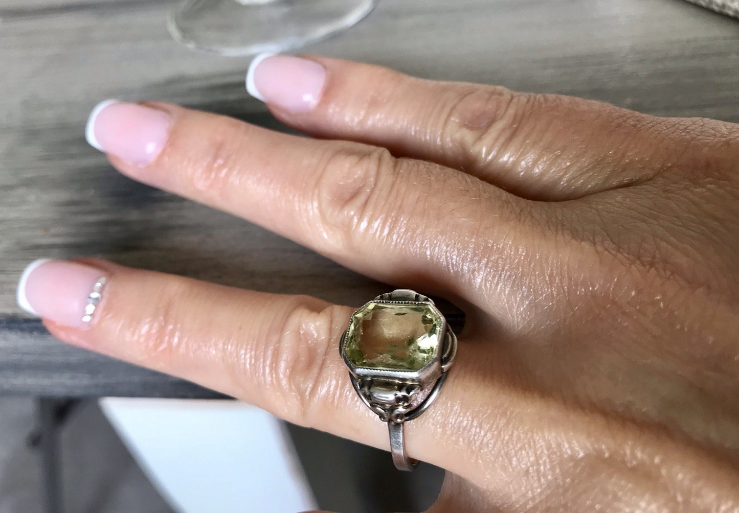 Antik Jugendstil Art Déco Edel Damen Ring Citrin? Stein Silber 830 S ~ Gr.54-56