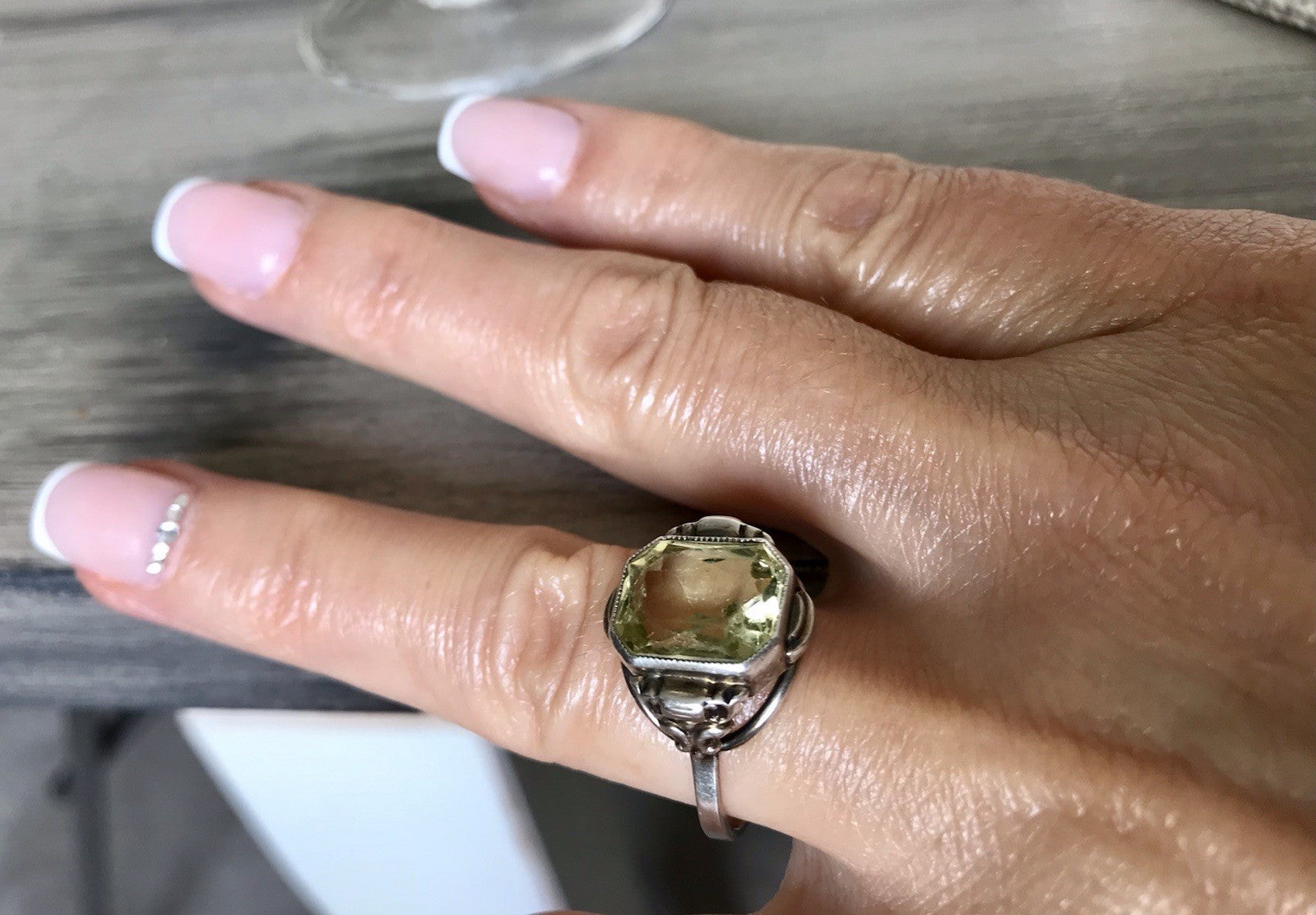 Antik Jugendstil Art Déco Edel Damen Ring Citrin? Stein Silber 830 S ~ Gr.54-56