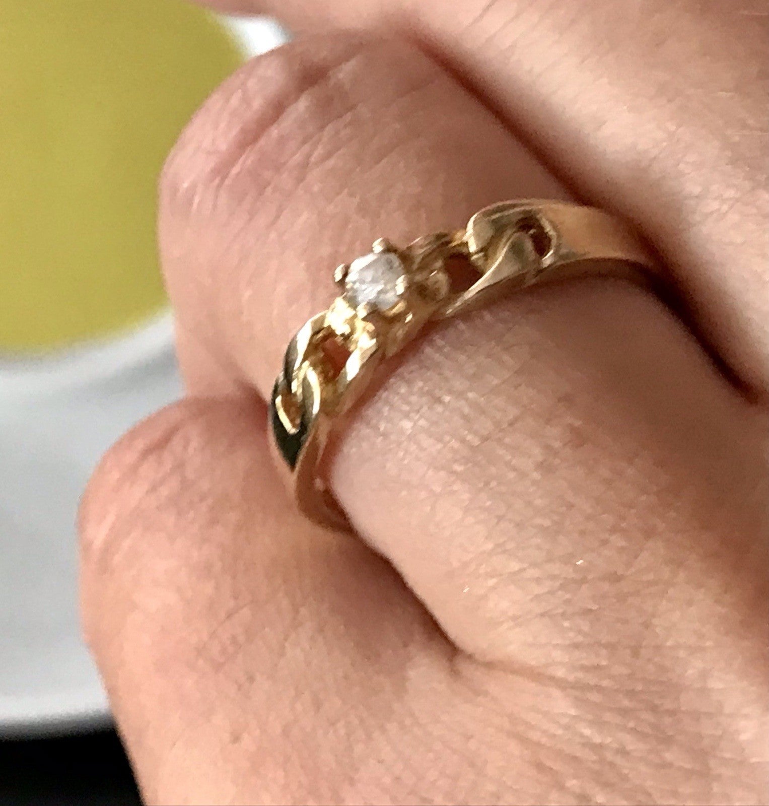 Vintage Damen Ring Silber 925 Gr.59 farbloser Stein Solitär 18,8 vergoldet