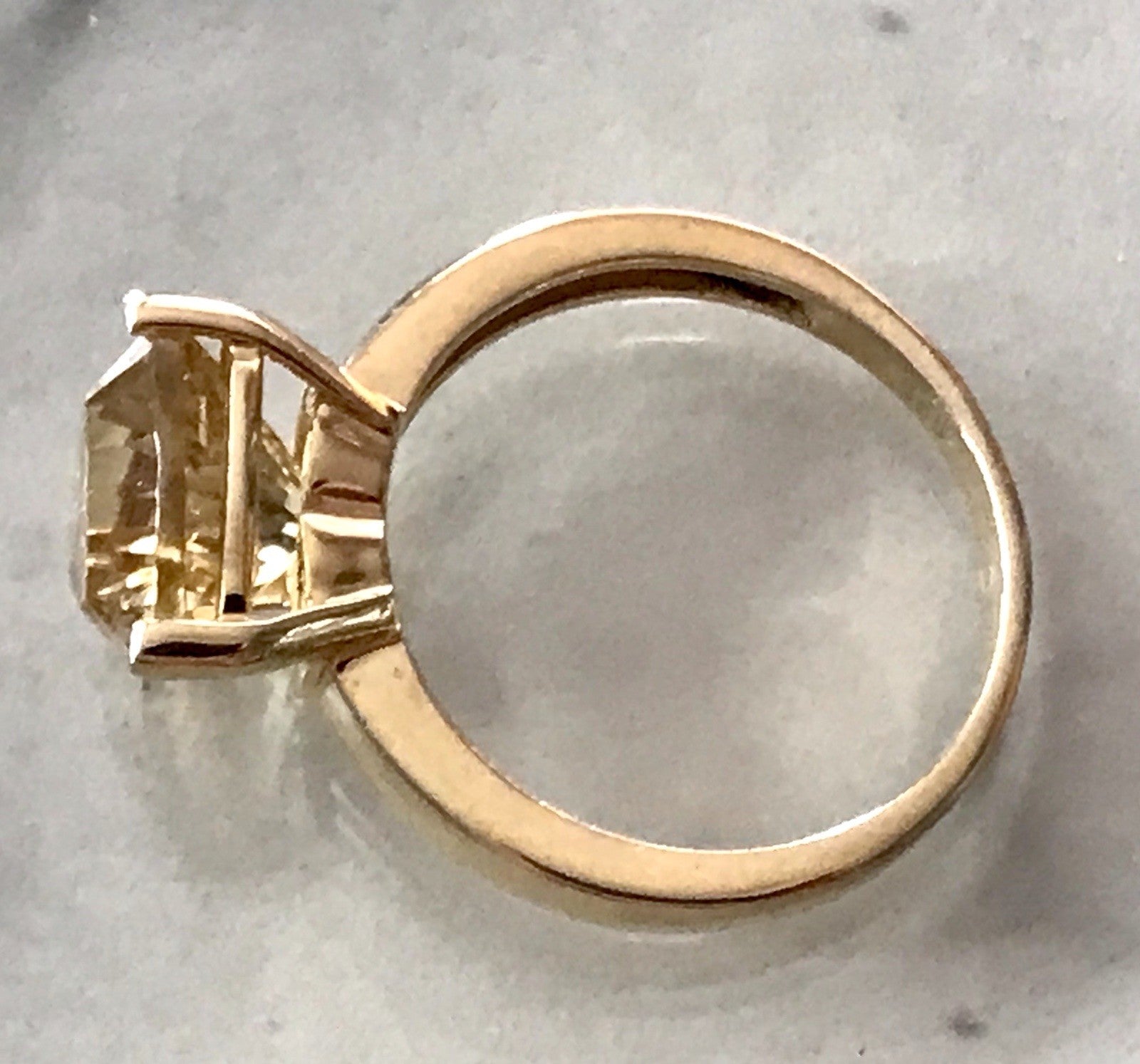 Vintage Ring Citrin? gelber Stein 925 Silber vergoldet Gr.57 18,1