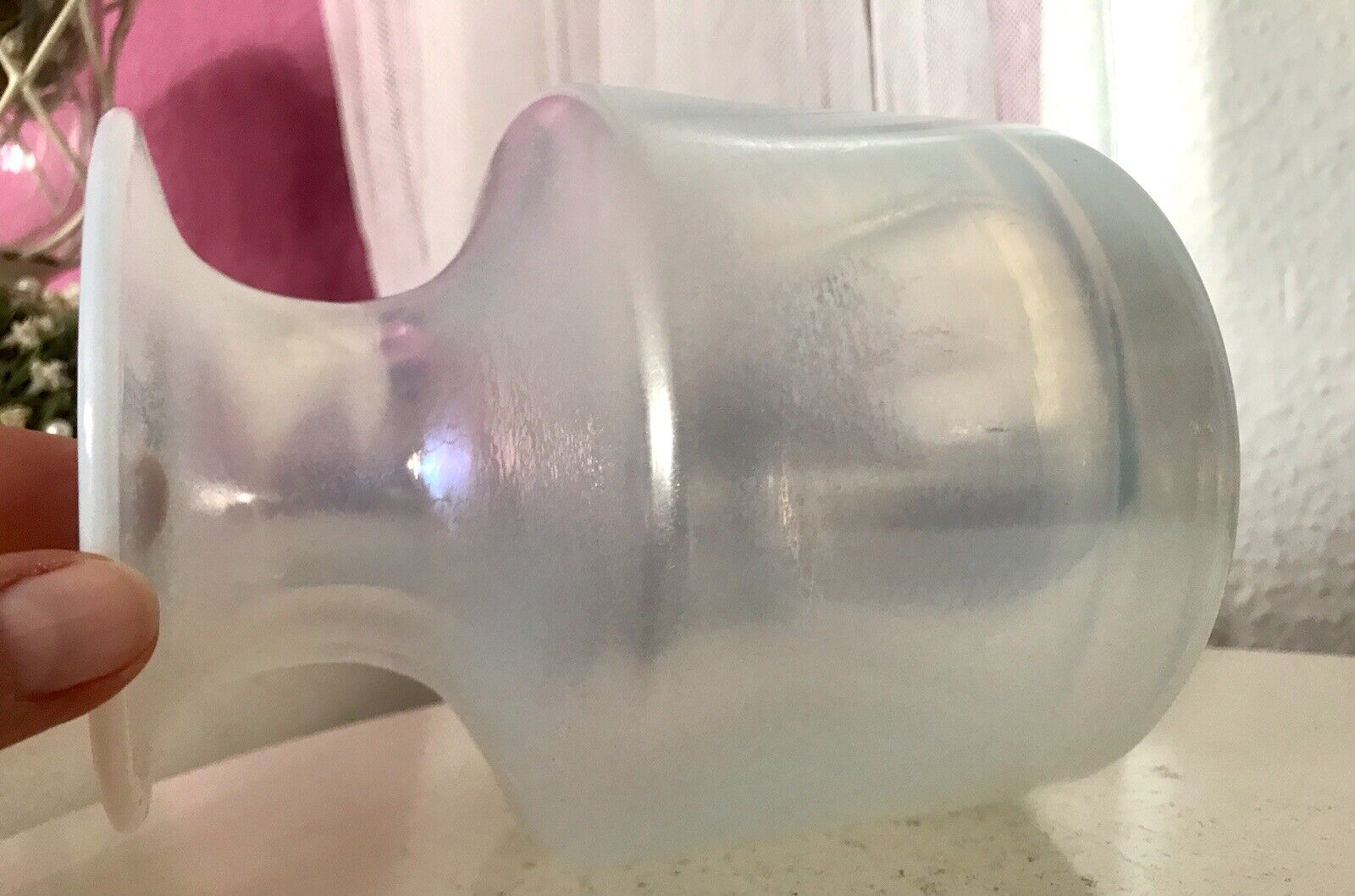 Vintage Glasvase Glaskunst Vase edel Glashütte Eisch irisierende „Eiskönigin“