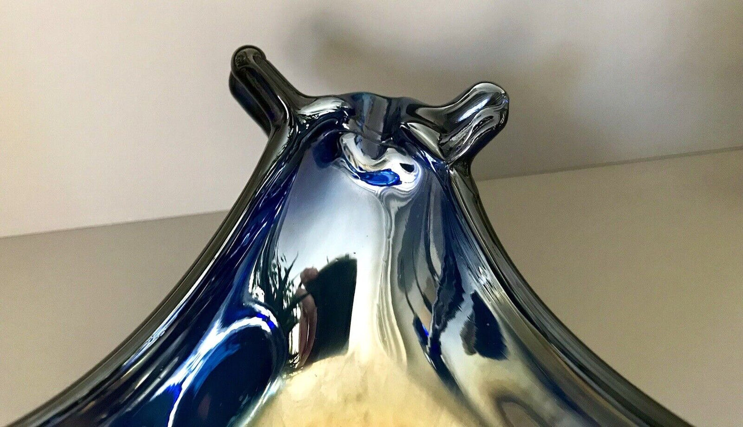 Antik ? Murano ? Aschenbecher Schale Glas Blau gold irisierendes Mitte Edel