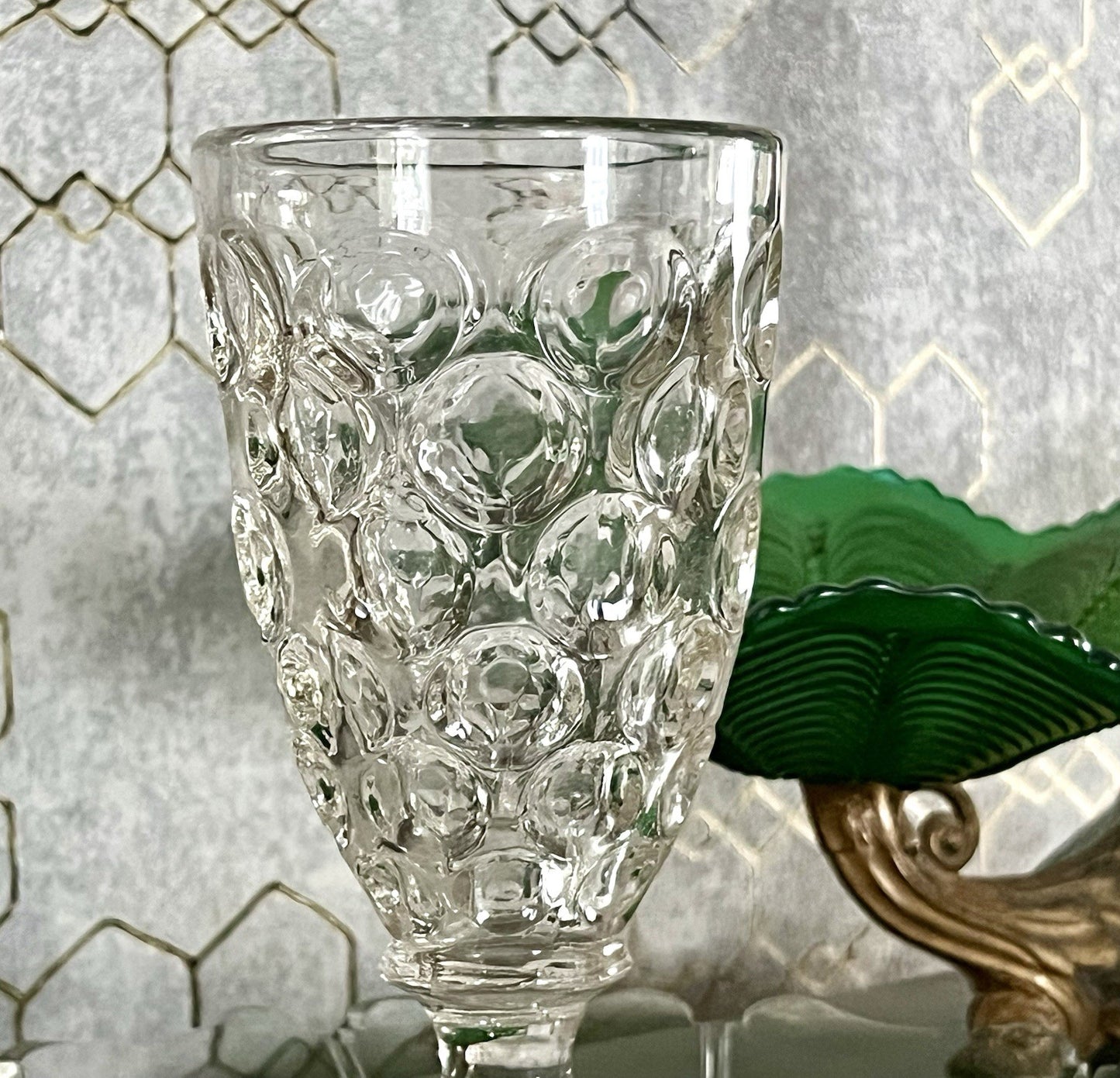 Antik  Biedermeier Tausendaugen Fußbecher Bierglas Ale Glas Abriss