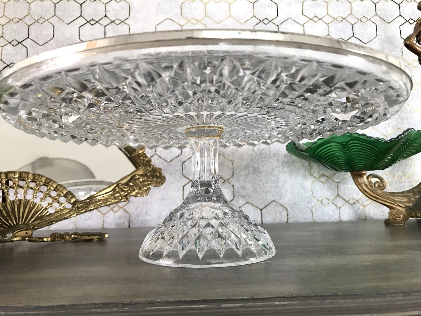 Vintage WMF Tortenständer Tortenplatte Glas Kristallglas Bleikristall Diadem