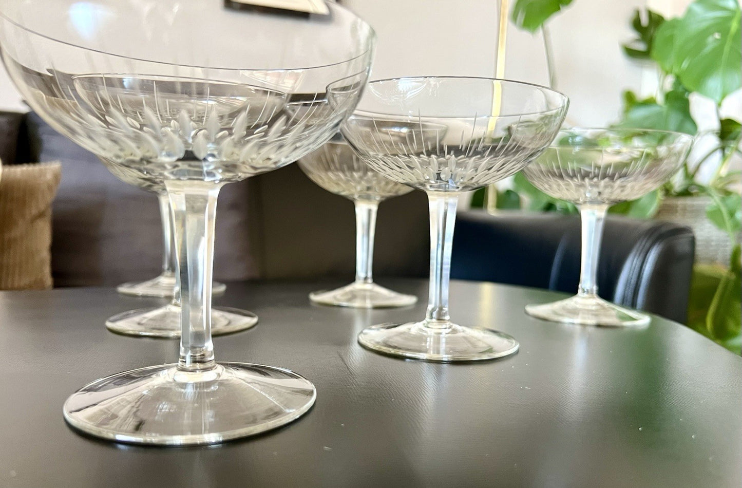 Vintage 60er  4 Champagnerschalen Sektschalen Kristallglas