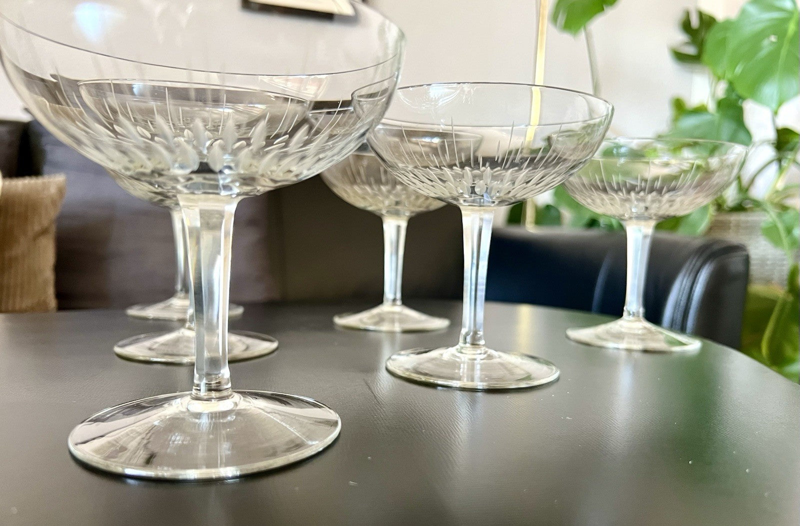 Vintage 60er  4 Champagnerschalen Sektschalen Kristallglas