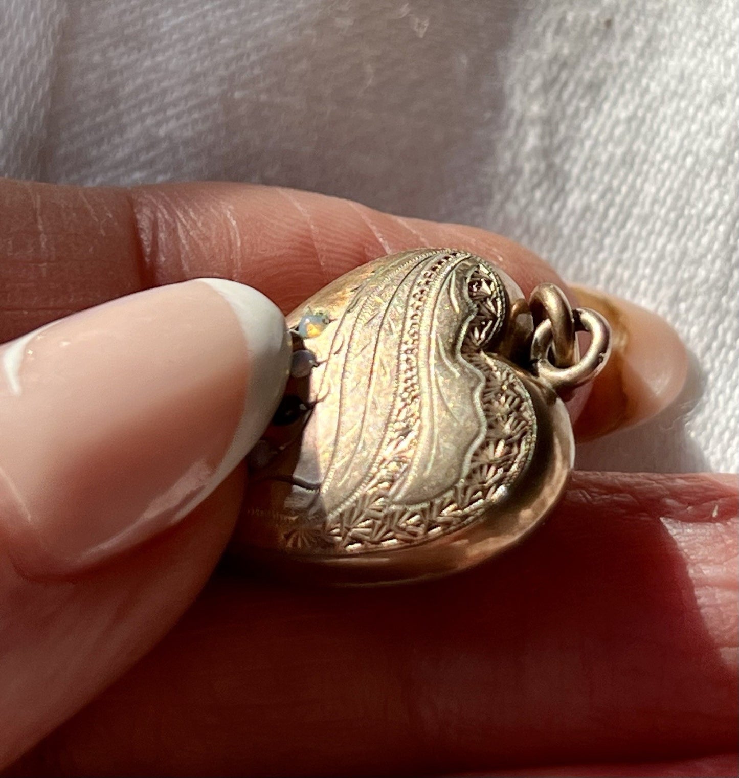 Antik Herz Kettenanhänger Anhänger Schaumgold? Walzgold? gold Doublè? Opale?