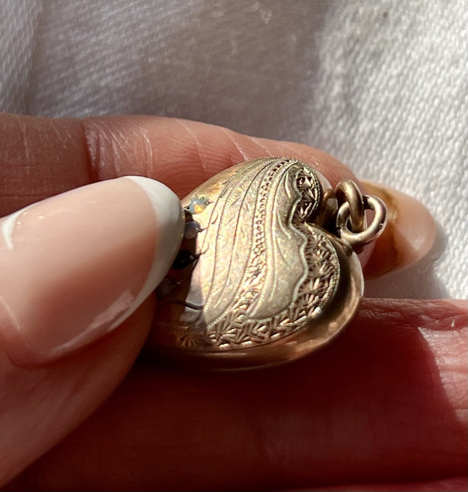 Antik Herz Kettenanhänger Anhänger Schaumgold? Walzgold? gold Doublè? Opale?