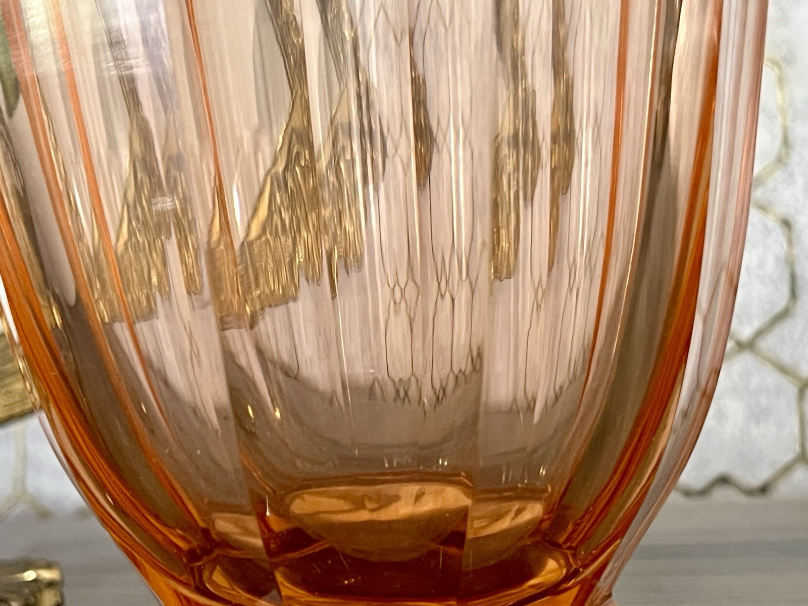 Antik Art Déco Vase Glasvase geschliffen rosa Rosalin Glas