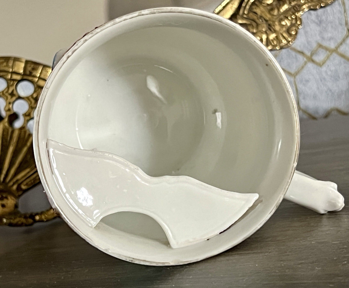 Antik Rosenhäferl Porzellan Andenken Tasse Zum Andenken Stucktasse Barttasse