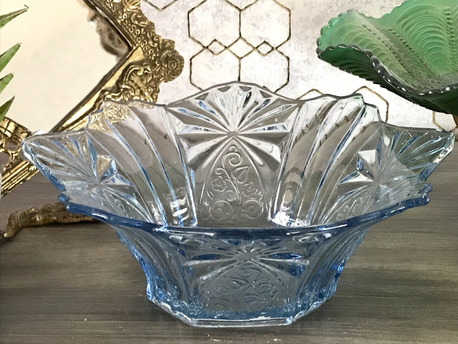 Antik Blau Art Déco Schale Pressglas Glasschale So Schön!