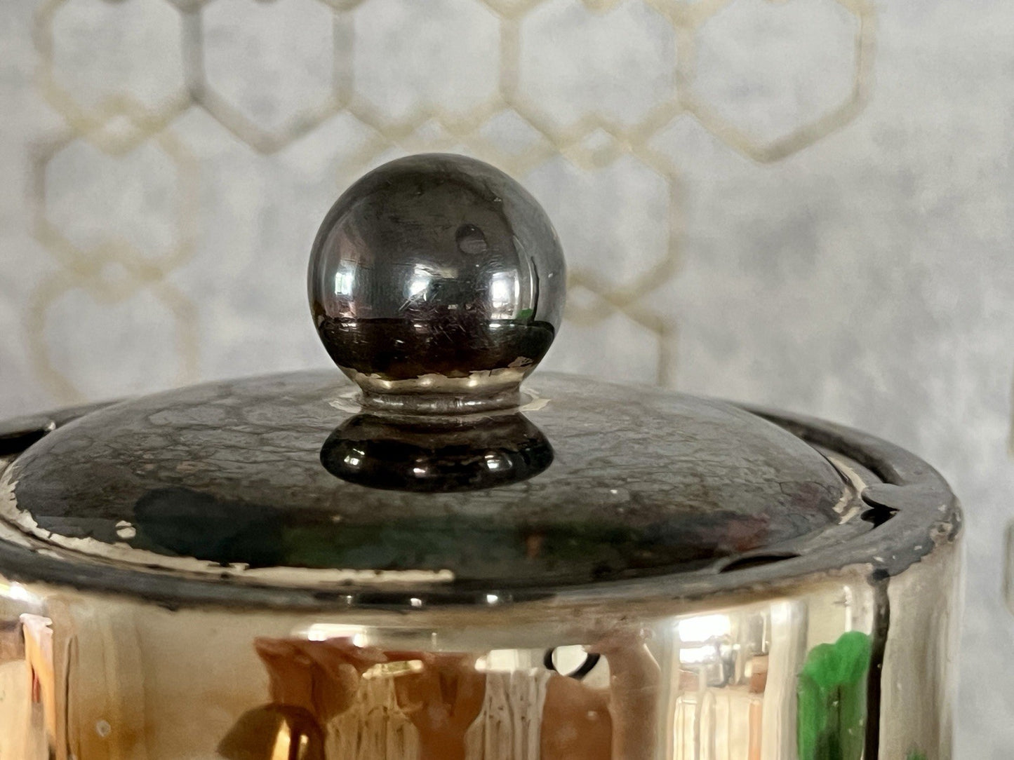 Antik Art Dèco DRGM Karaffe Kalte Ente  Glas optisch gerippt versilberte Montur
