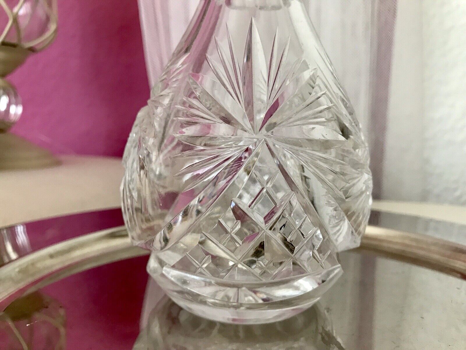 Antik Alt Karaffe Rumflasche Kristallglas Bleikristall geschliffen So SCHÖN