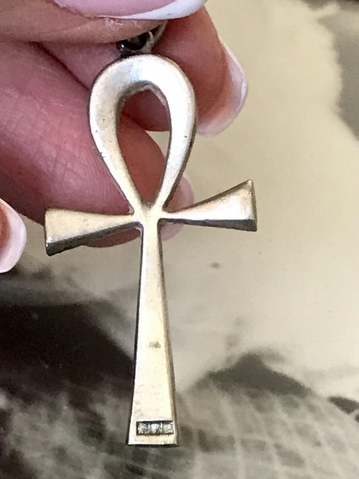 Vintage alt Ägypten Form 900 Silber Kreuz Anhänger Kettenanhänger