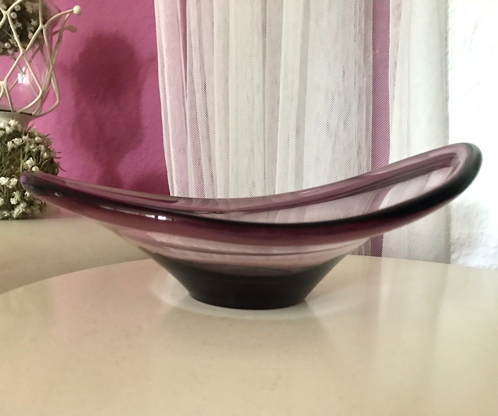 Murano Vintage Design Schale Glas beere aubergine Überfangglas