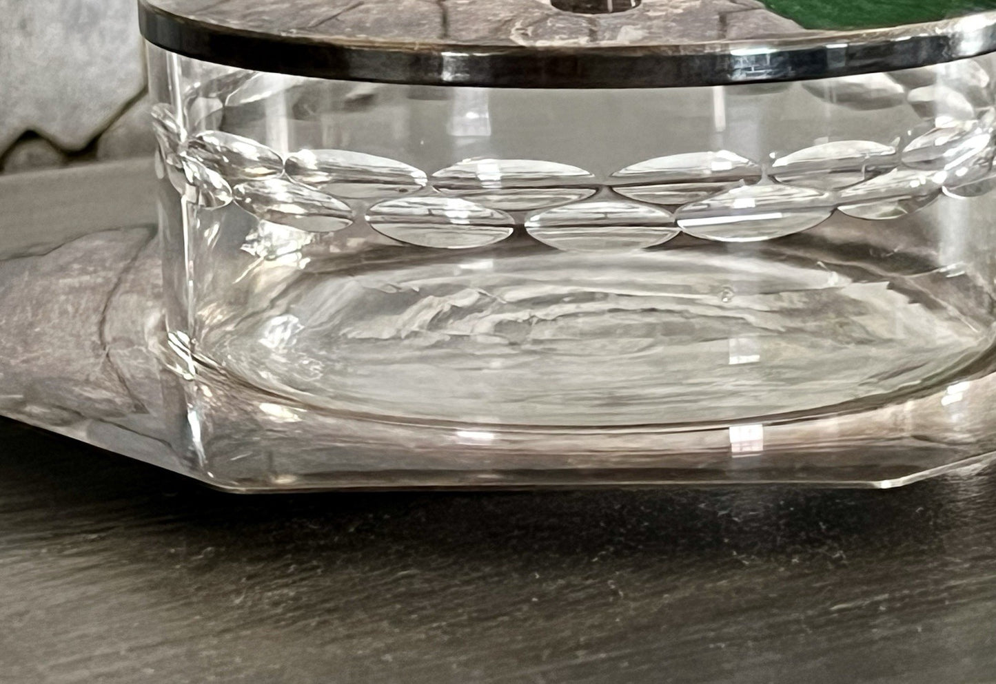 Antik WMF Art Déco Butterdose Dose versilbert Deckeldose Glaseinsatz geschliffen