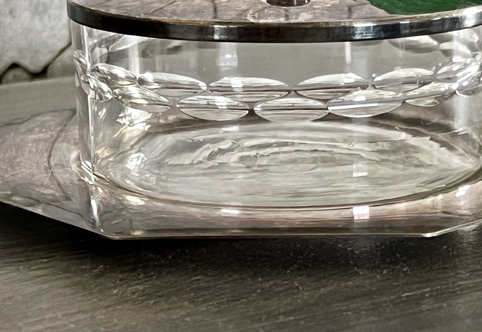 Antik WMF Art Déco Butterdose Dose versilbert Deckeldose Glaseinsatz geschliffen