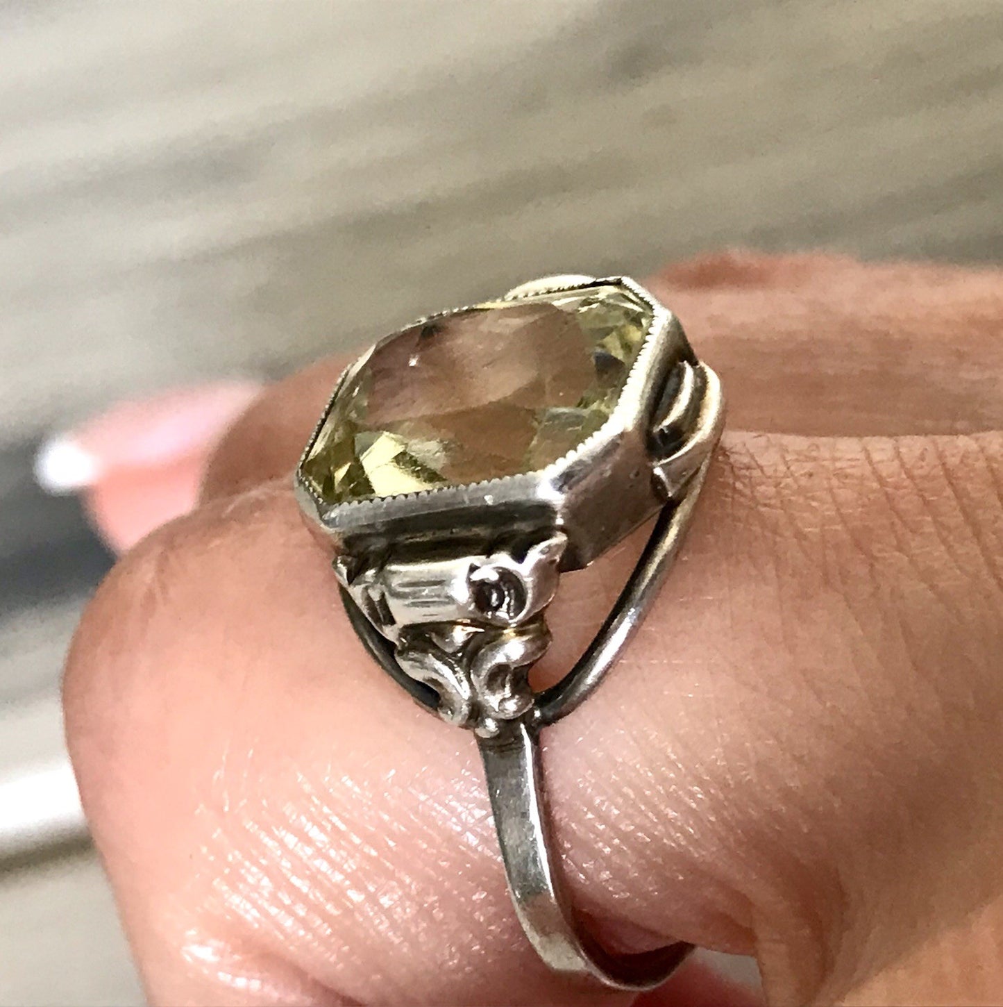 Antik Jugendstil Art Déco Edel Damen Ring Citrin? Stein Silber 830 S ~ Gr.54-56