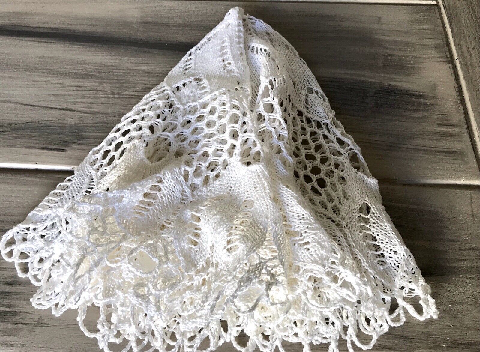Antik alt Spitze weiß Tischdecke rund 57 cm Baumwolle gestrickt  So Schön!