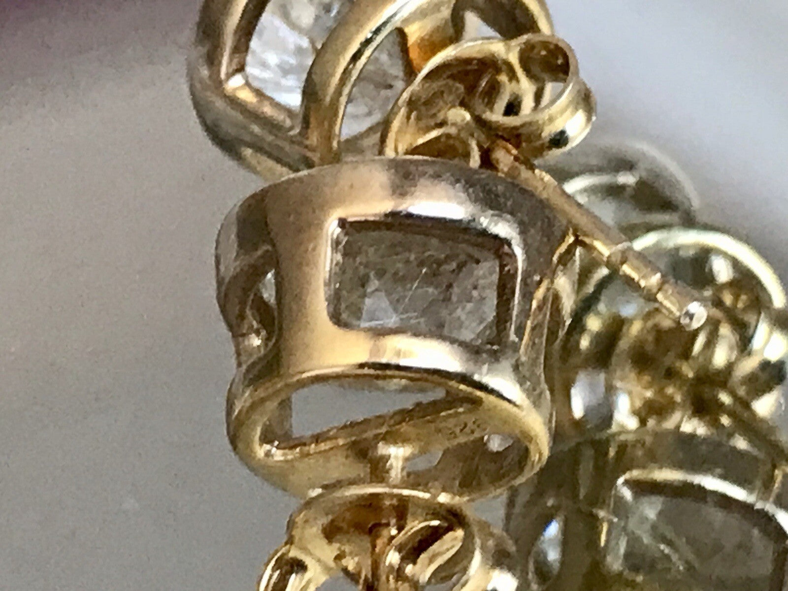 Ohrringe Ohrstecker DAMEN Silber vergoldet gold Bergkristall? Einschlüsse
