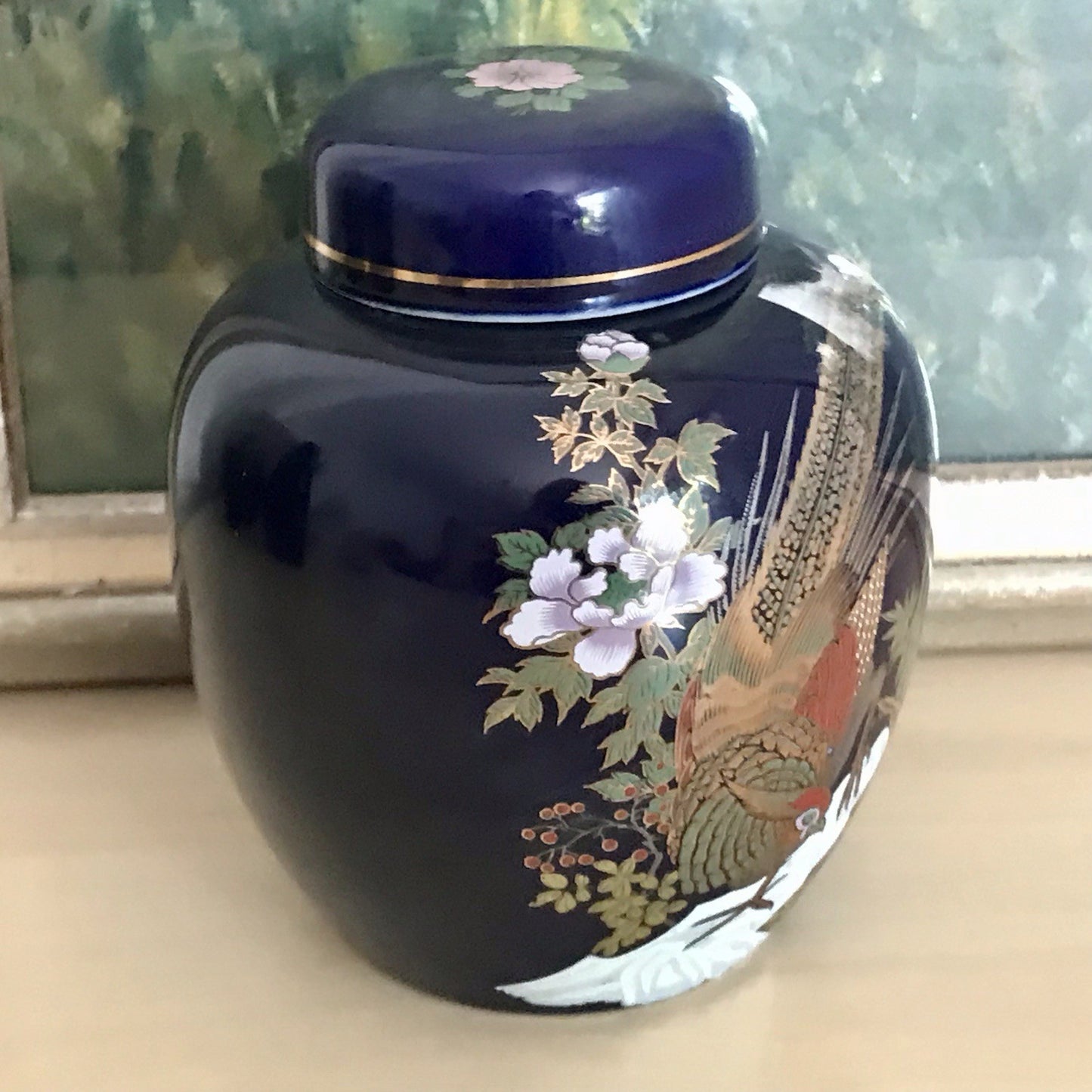 Vintage 1 Porzellan Teedose Vase? Dose Urne MCModernistisch kobalt blau