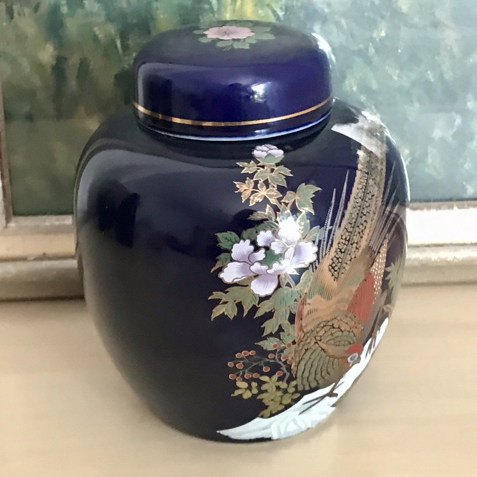 Vintage 1 Porzellan Teedose Vase? Dose Urne MCModernistisch kobalt blau