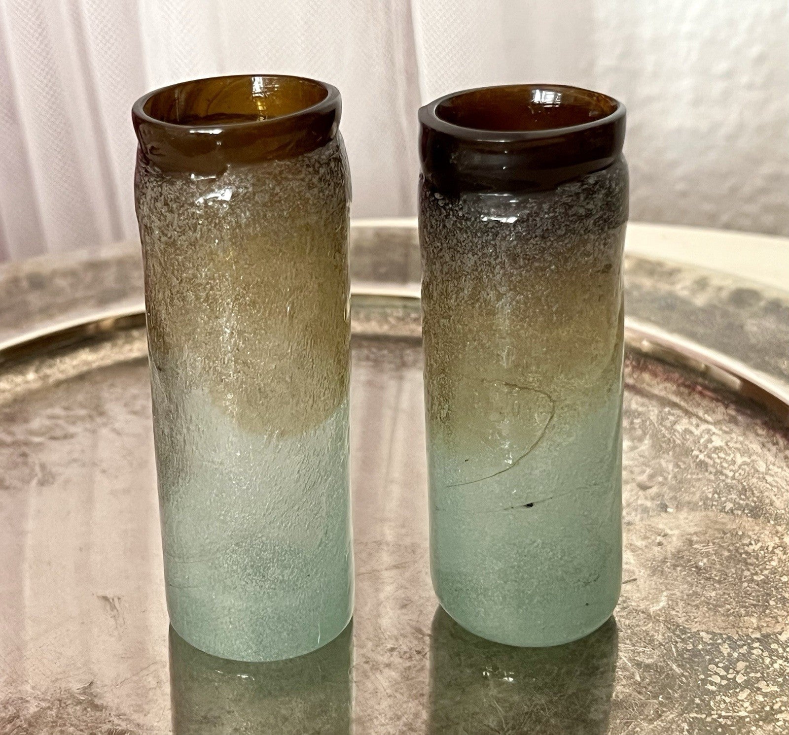 Antik 2 Schnaps Becher Glasvasen Glas Murano Pulegoso Napoleone Martinuzzi