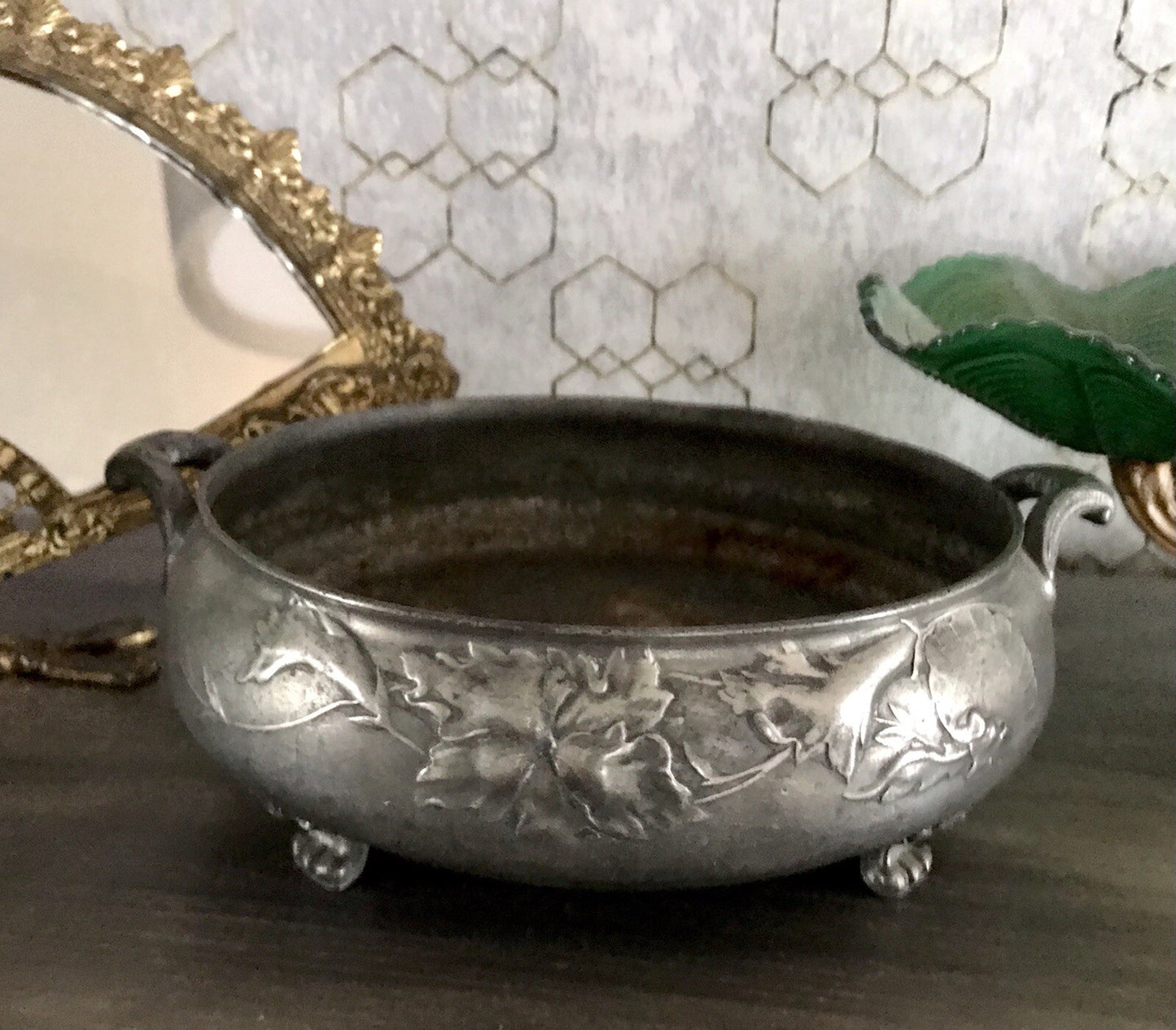 Antik Zinn Schale Hugo Leven Jugendstil ~1913 Kaiserzinn Jardiniere