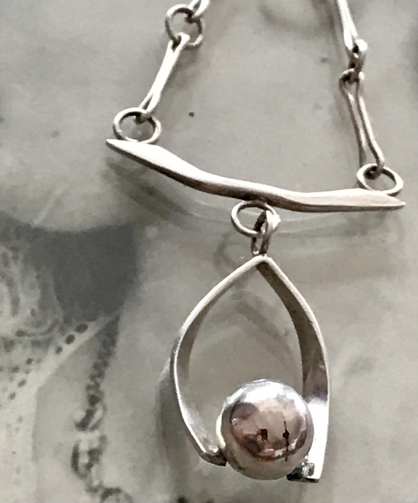 Vintage Modernist Designer 925 Silber Collier Halskette Kette Collier Polen