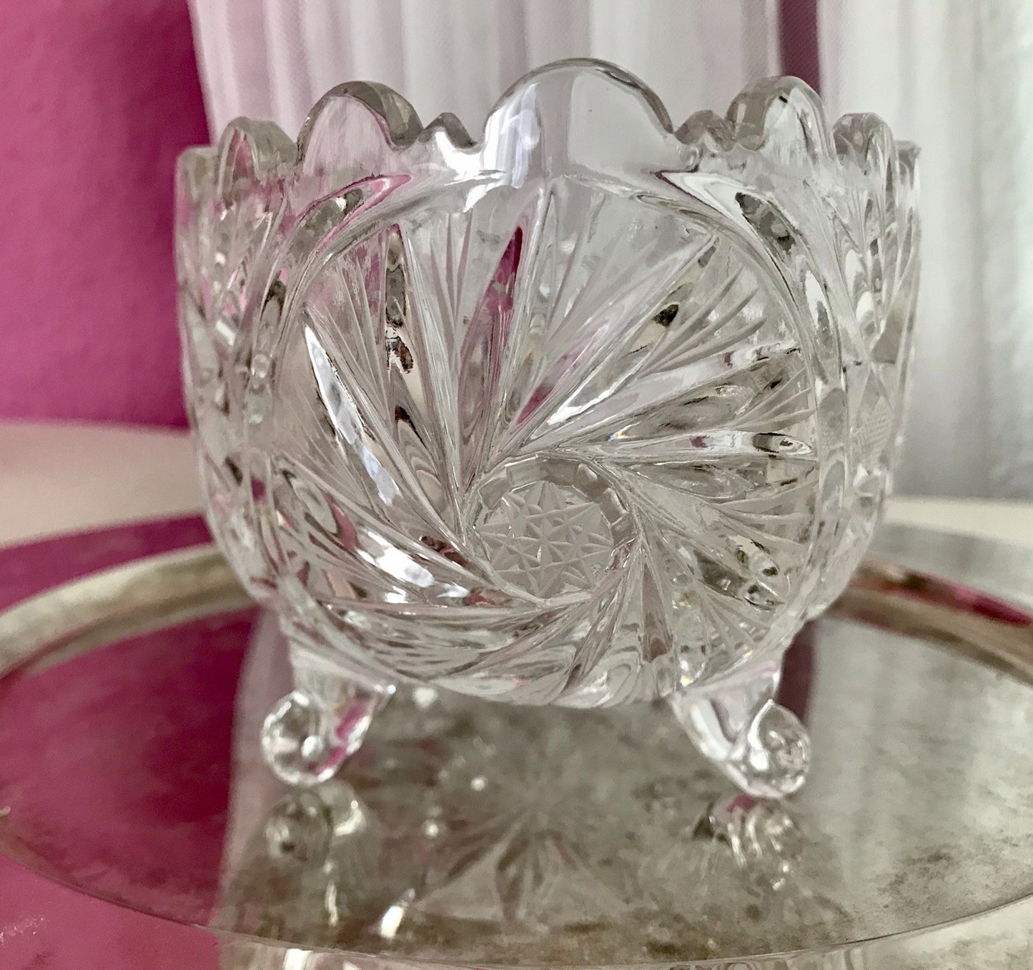Alt Vintage Bleikristall Bonboniere Schale Glas edel Kristallglas PRL Polen
