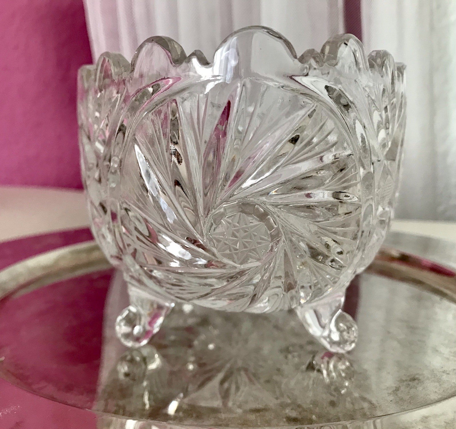 Alt Vintage Bleikristall Bonboniere Schale Glas edel Kristallglas PRL Polen