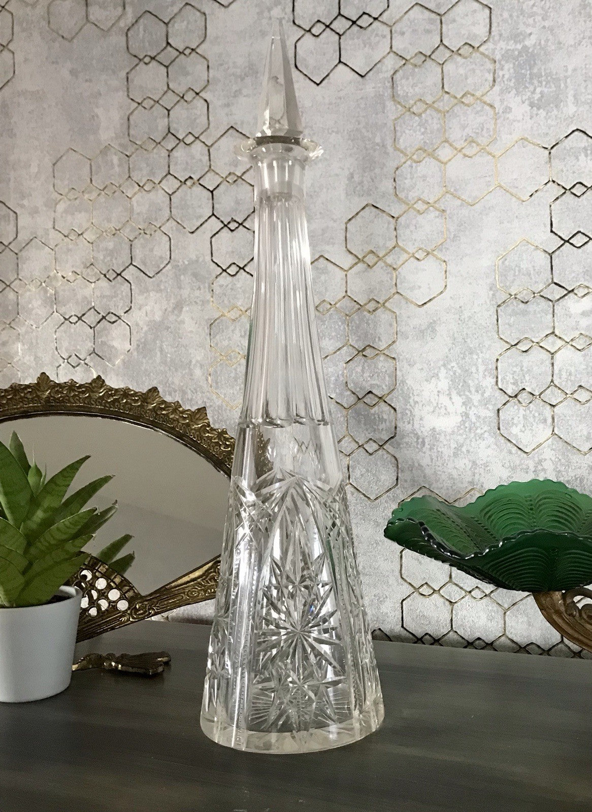 Antik Saint Louis? Glaskaraffe Karaffe Kristallglas wundervoll Bleikristall Edel