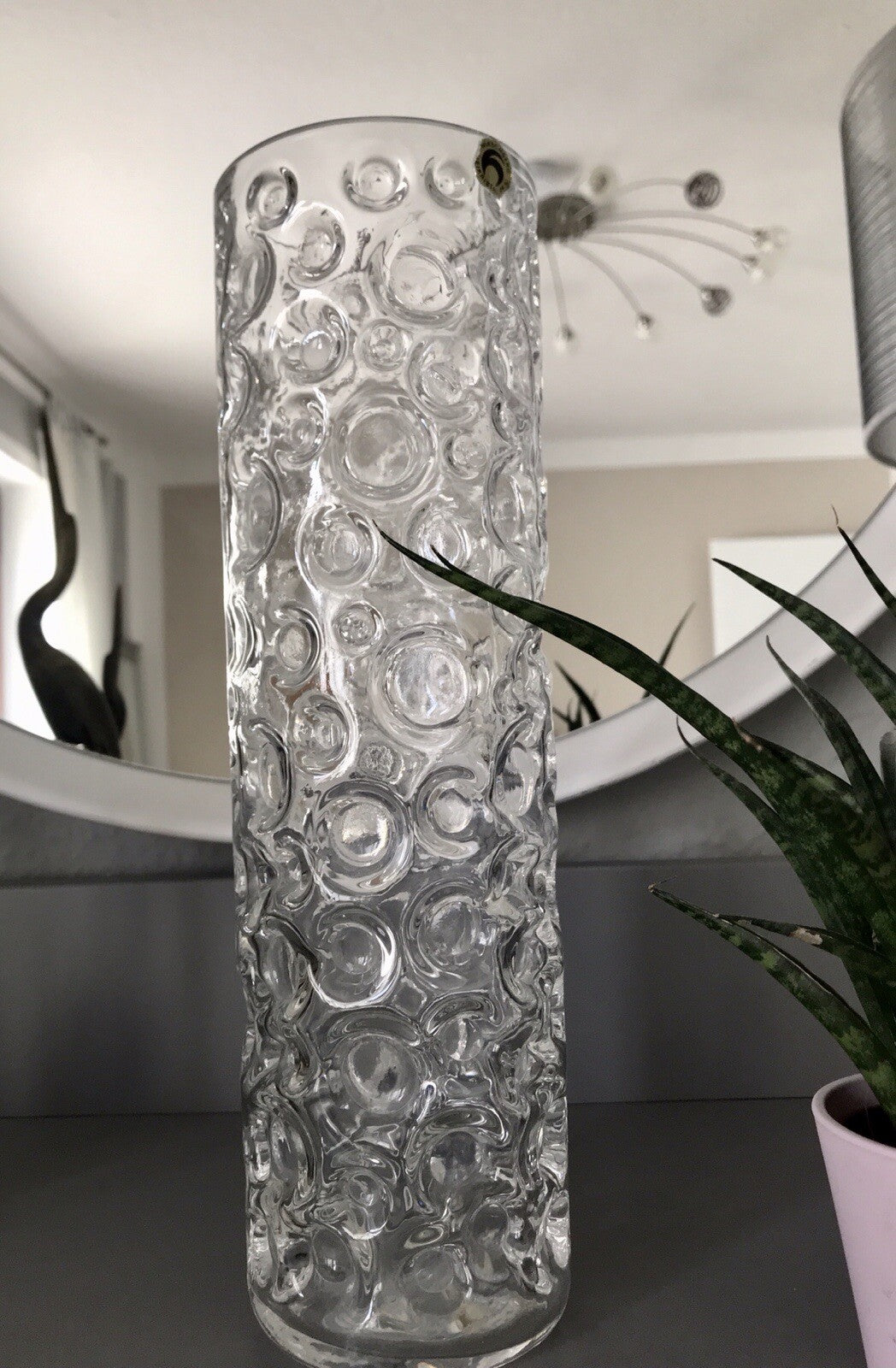 Vintage 60er 70er Design hohe Glasvase Glas Vase Bubble Op Art Hirschberg