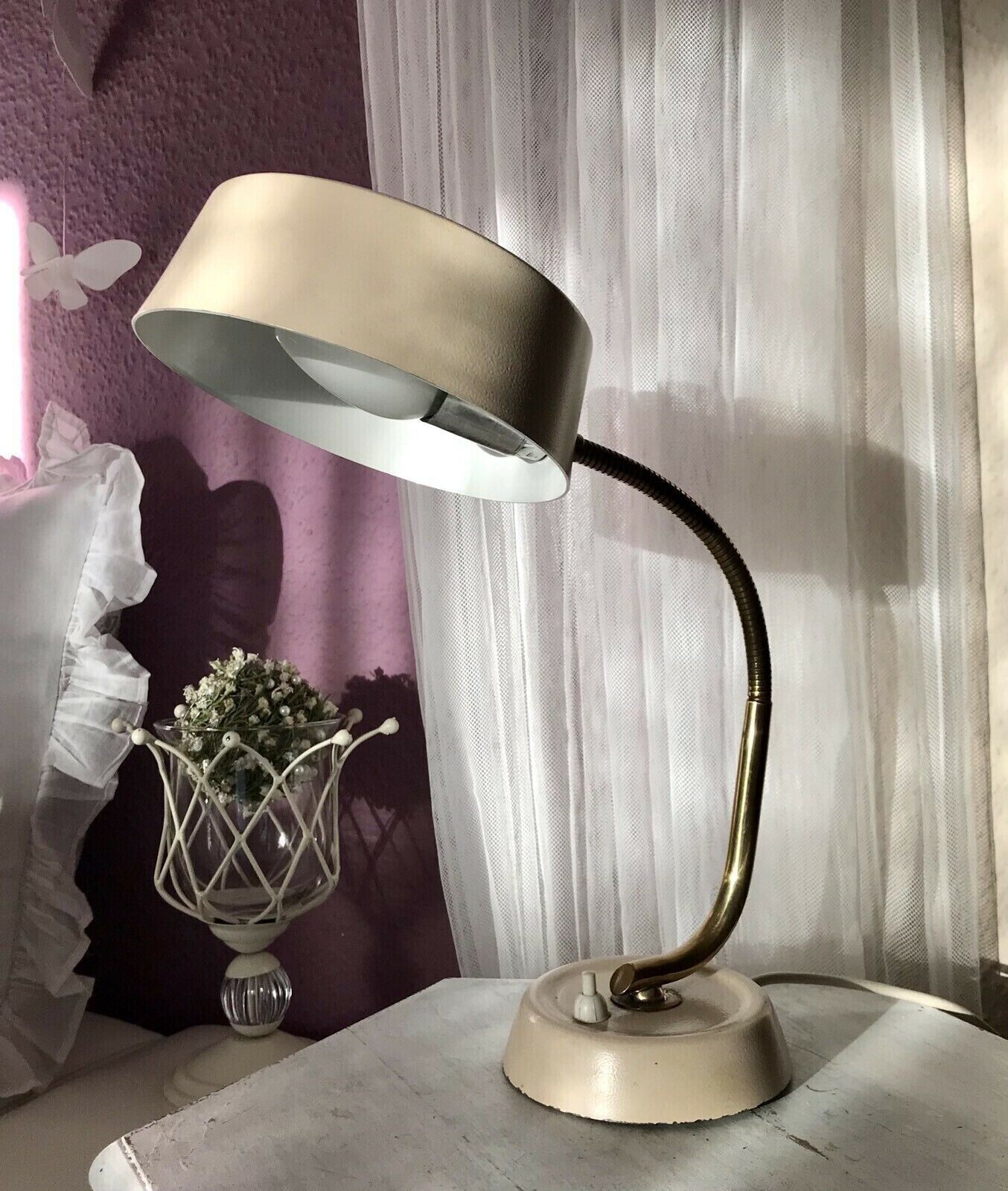 Vintage Alt 50er 60er Leuchte Tischleuchte mid century Schreibtischlampe beige