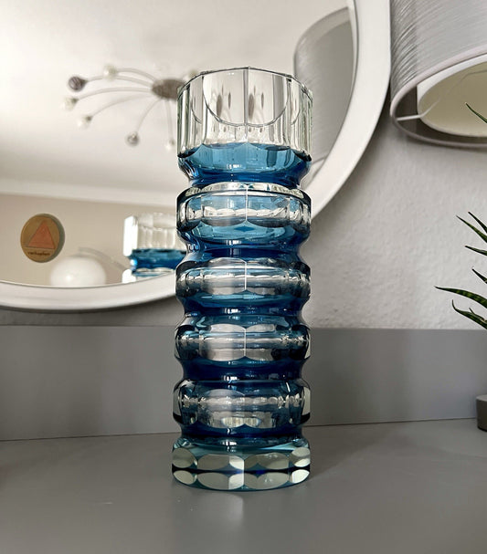 Antik? Art Déco Vase Glasvase Vase Glas Kristallglas Entwurf Meltzer Haida blau