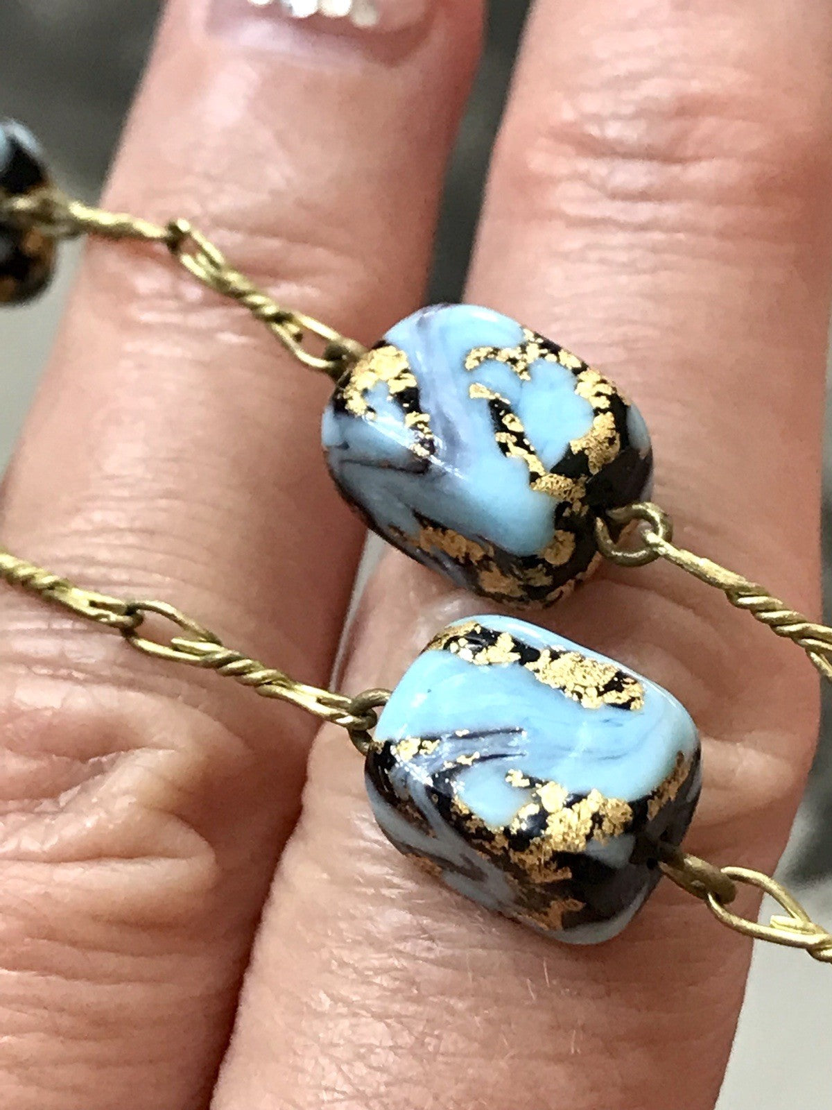 Alt Edel Vintage Halskette Kette Murano Perlen Sehr Schön