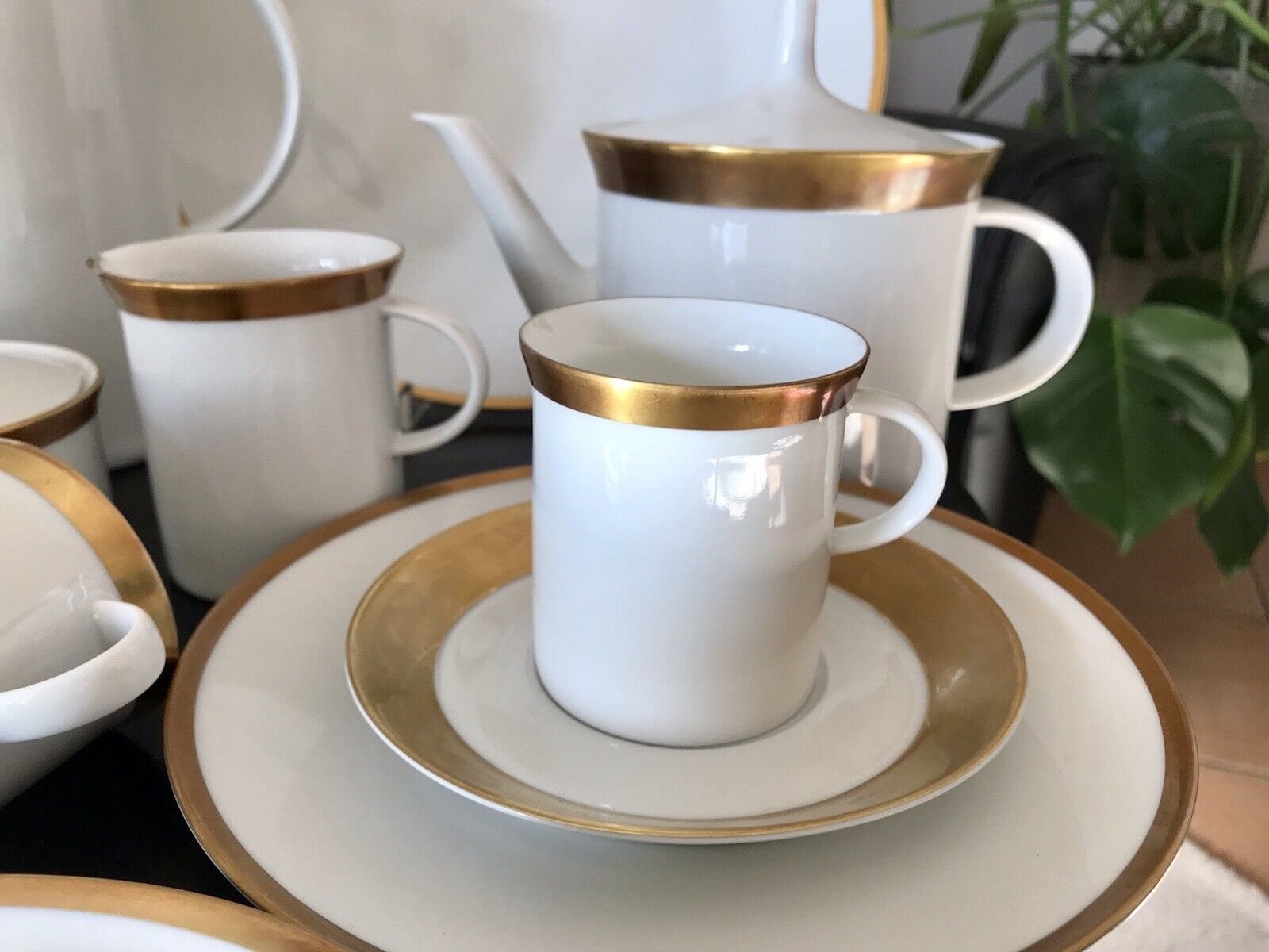 Vintage 60er Rosenthal Porzellan Kaffeeservice weiß gold Kurfürstendamm Studio
