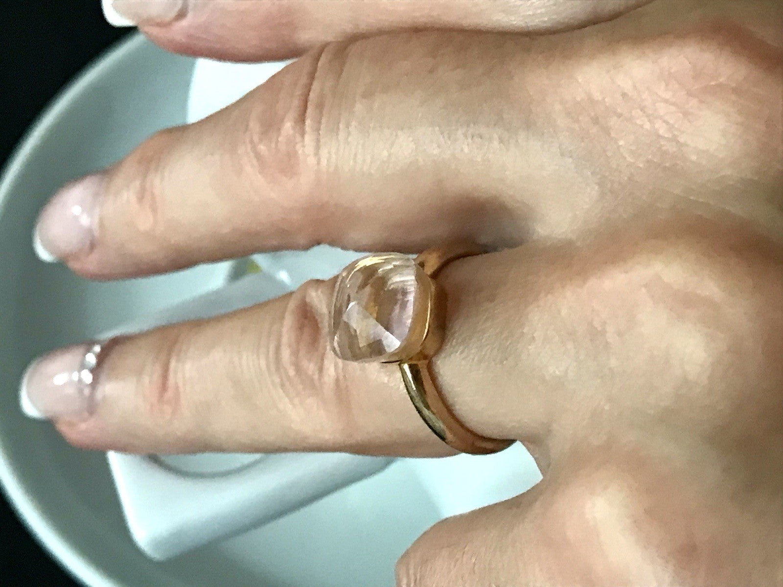 Vintage alt Damen Ring rosa Stein Silber 925 Gr.54 Rubbelit? vergoldet