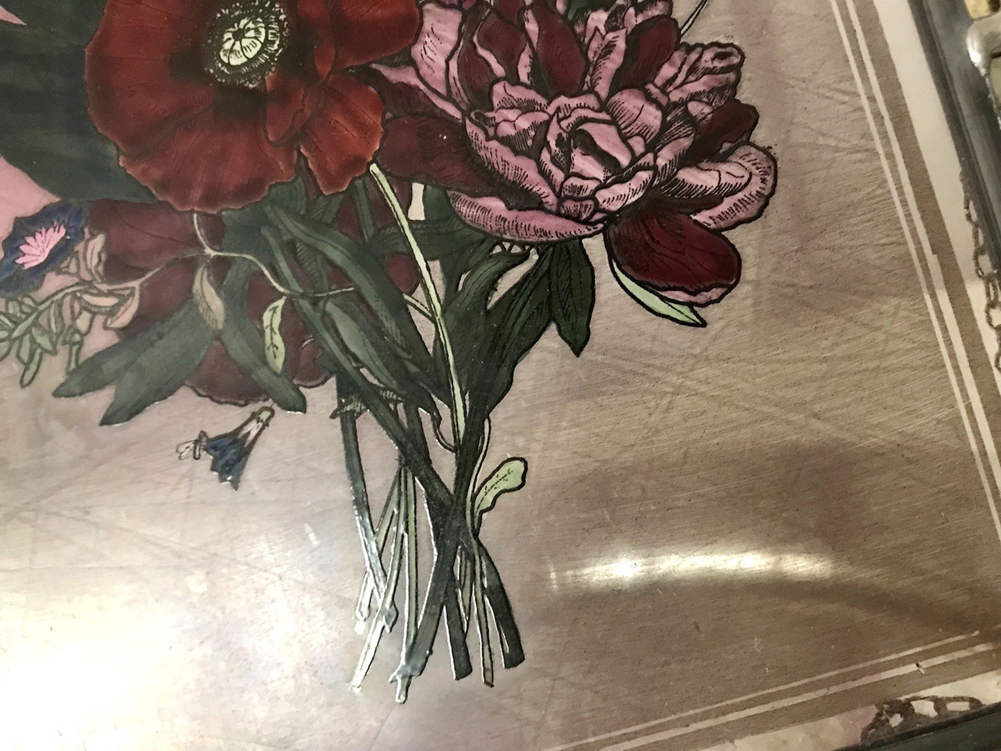 Antik? alt Bleiverglasung Fensterbild Blumenbouquett Glasmalerei