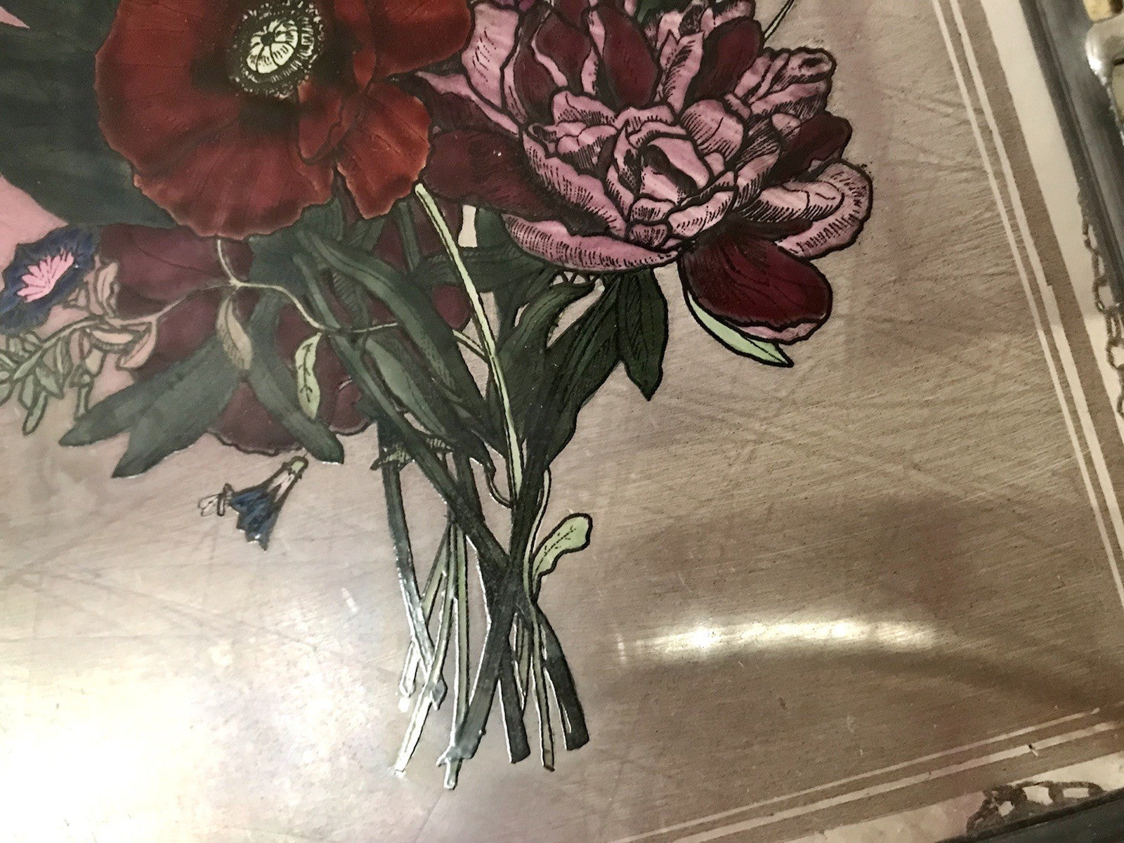 Antik? alt Bleiverglasung Fensterbild Blumenbouquett Glasmalerei
