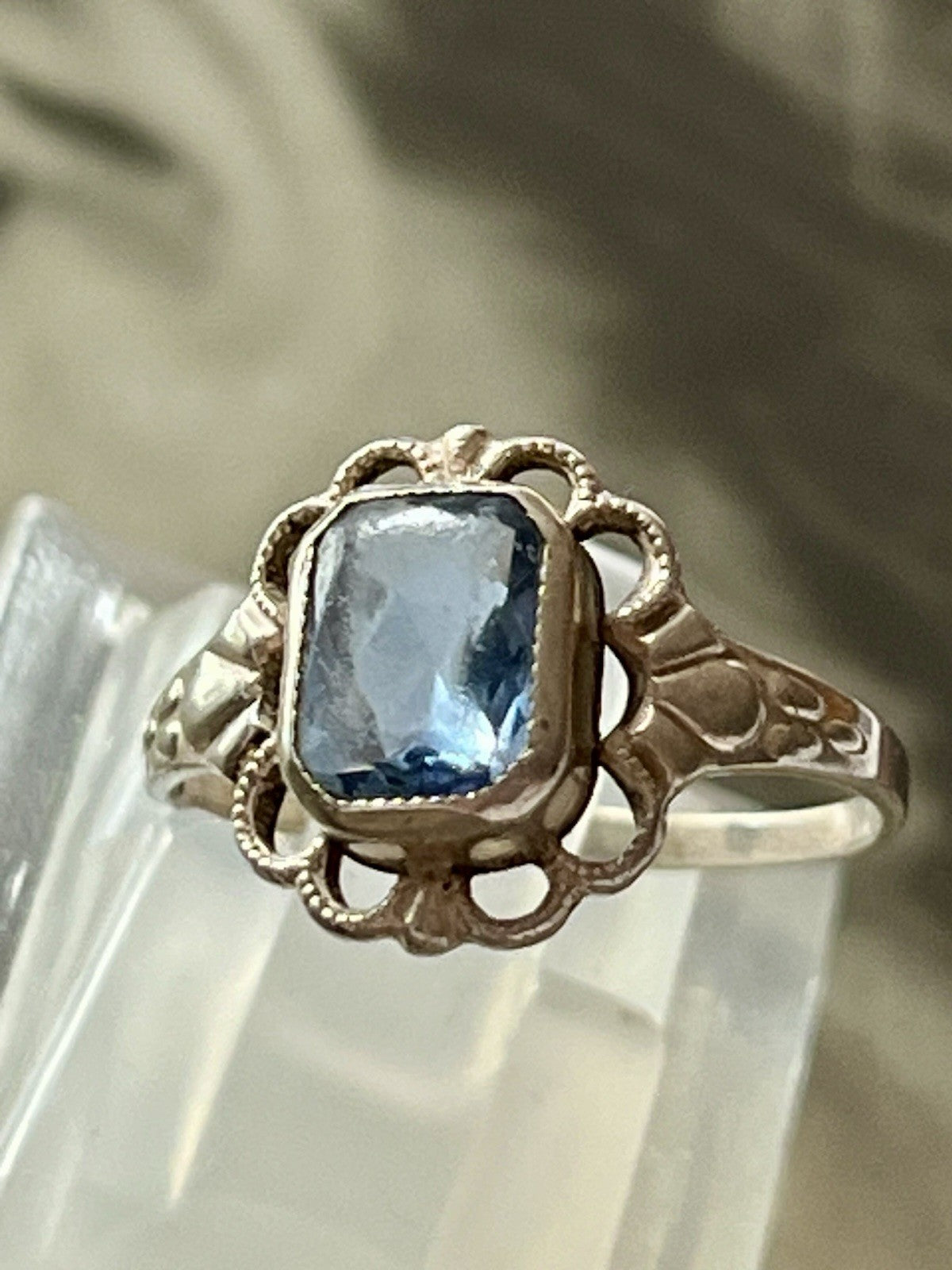 Antik Jugendstil blauer Stein DAMEN RING 835 Silber SUPER Gr.51