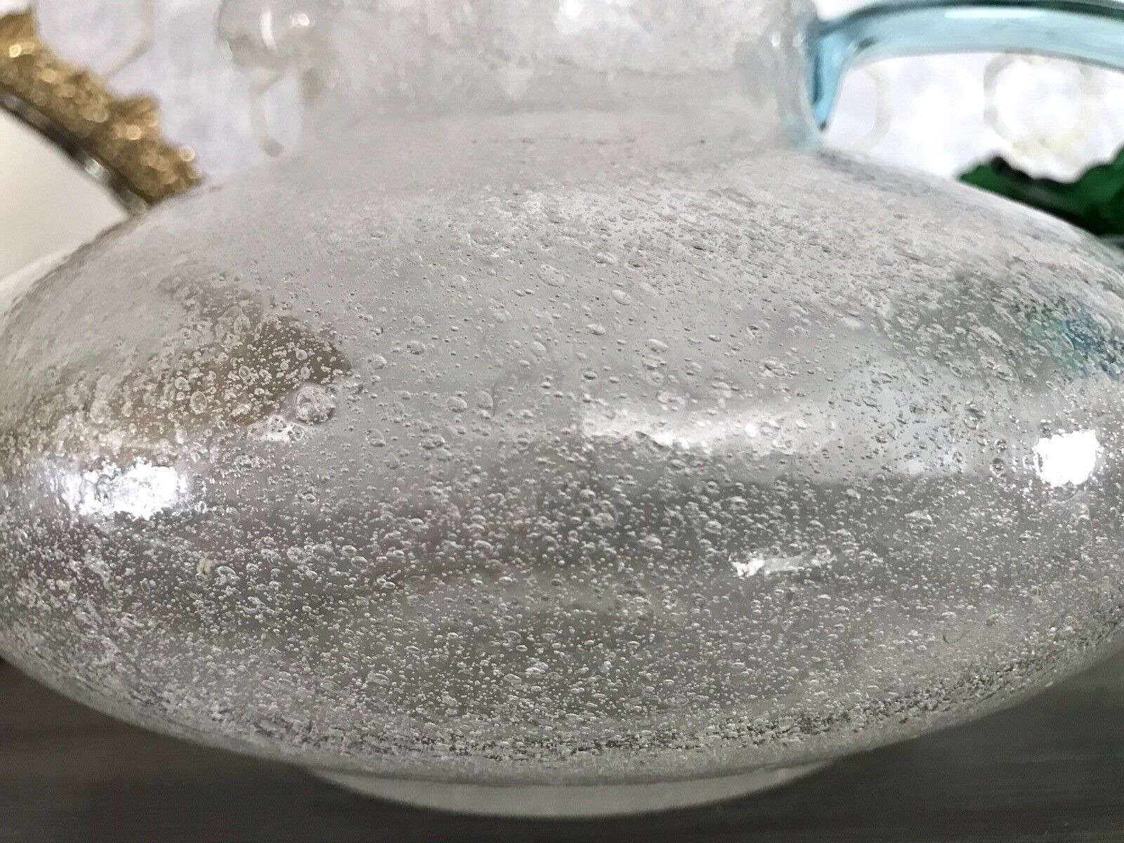 Vintage Glaskunst Kanne Krug Glaskrug Karaffe Glasvase Glas Schaumglas