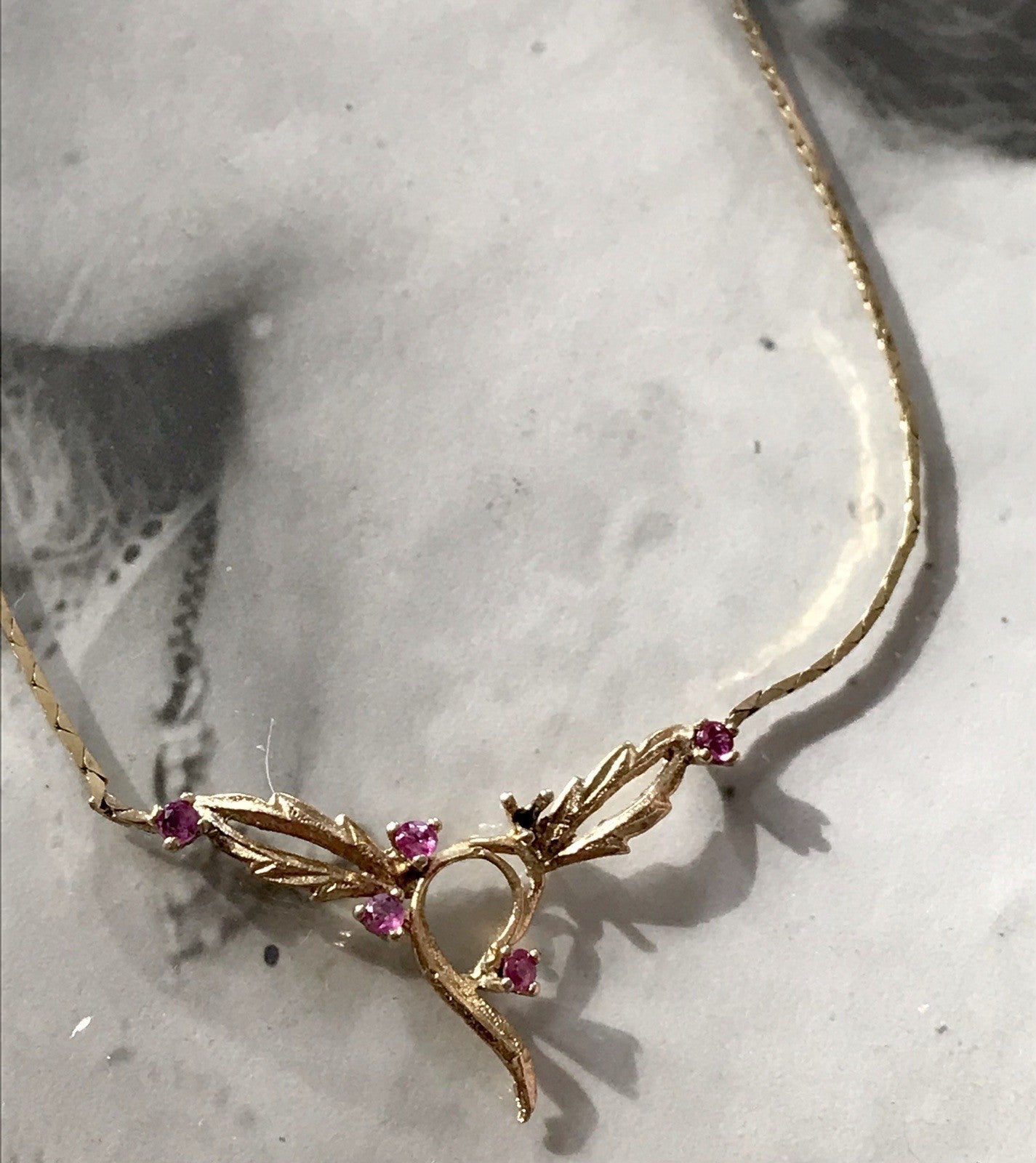 Antik Edel Jugendstil 925 Silber vergoldet Collier Halskette Rubine ?