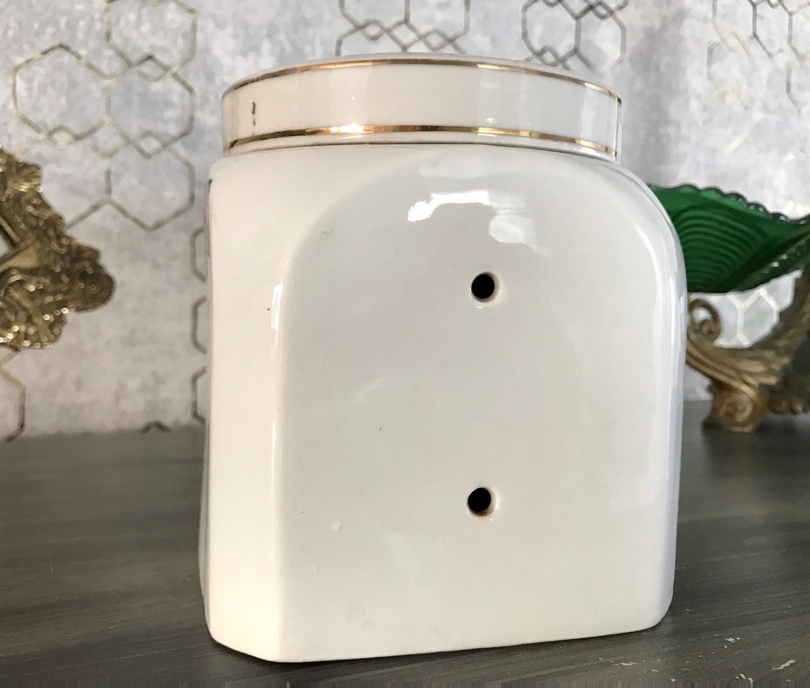 Antik Porzellan Dose Vorratsgefäß Vorratsdose Mehl Blumenborte Art Déco