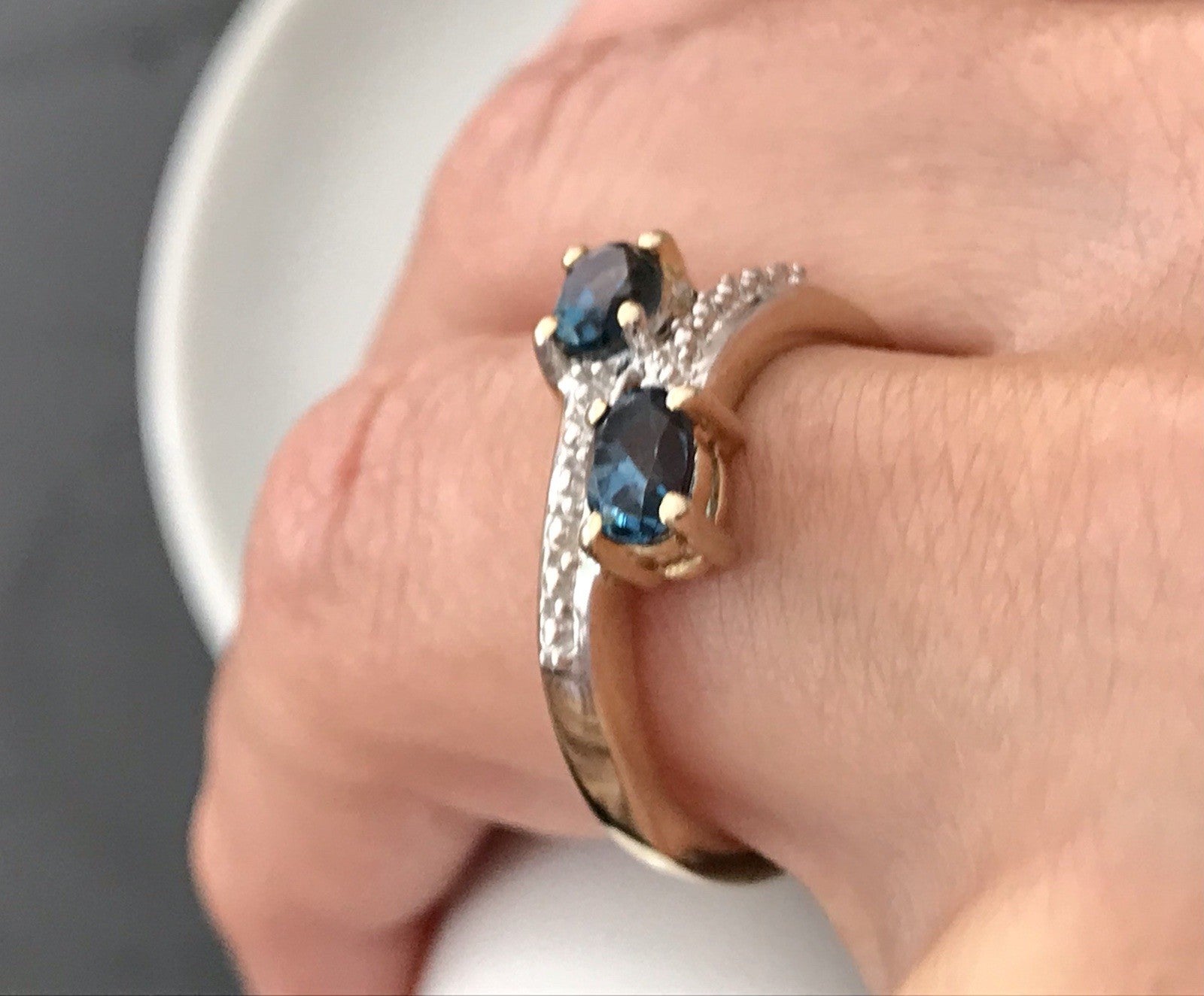 Vintage Ring blaue Steine Saphire?  Silber 925 vergoldet ~Gr.60