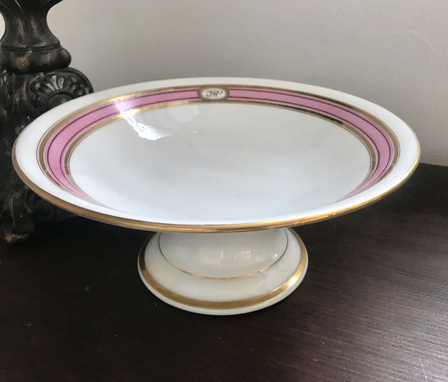 Antik Biedermeier Porzellan Fußschale Schale  ca. 1845  Ligatur Monogramm JR